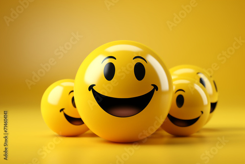 An illustration of a happy smiling emoji emoticon character, smiling face emoji or emoticon icon with happy eyes vector illustration