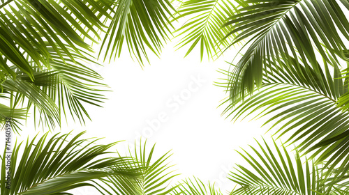 Palm leaves isolated on white background with clipping path