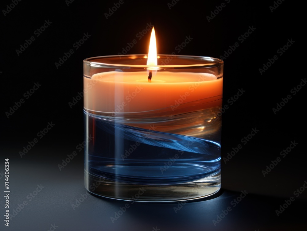 a close up of a candle in a glass of water with a candle in the middle of the glass, on a dark background with only a single candle in the middle. a close up of a candle in a glass of water with a candle in the middle of the glass, on a dark background with only a single candle in the middle.