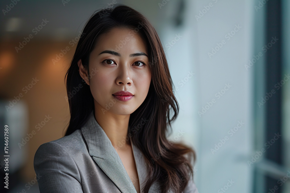 horizontal portrait of a beautiful asian businesswoman AI generated horizontal portrait of a beautiful asian businesswoman AI generated
