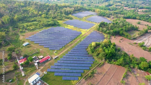 Hectares of former farmland or agricultural areas in the countryside used as a solar farm. At Miagao, Iloilo, Philippines.