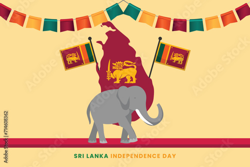 vector flat sri lanka independence day illustration