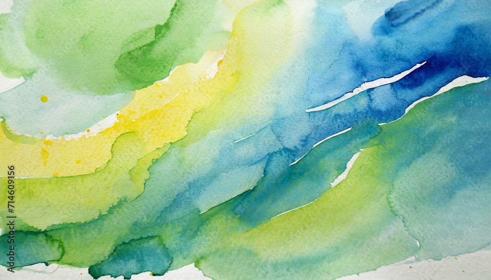 watercolor textured blue green and yellow background