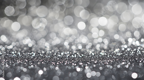 Glimmering Elegance: Abstract Silver Bokeh Symphony. Generative AI