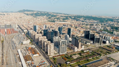 Naples, Italy. Centro direzionale is a business district in Naples, Italy, close to Naples Central Station, Aerial View © nikitamaykov
