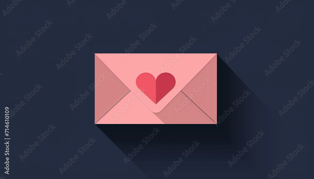 Pink envelope with a heart, Valentine's day card