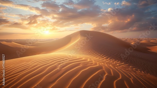  the sun shines through the clouds over the sand dunes of a desert in the middle of the desert, while the sun shines through the clouds in the distance.
