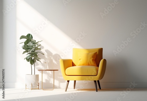Yellow sofa in modern living room