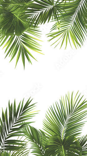 Tropical palm leaves on white background © Andsx