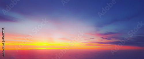 Blue soft panorama sunset sky background with light pink clouds