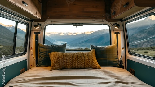 camper van parked up with view of landscape