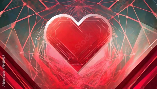 digital romantic red heart shaped geometric figure poster web page ppt background