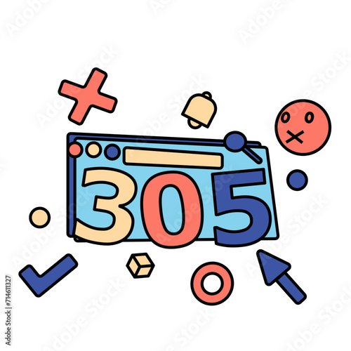 Http Status Code 305 Use Proxy Error in Vector Illustration. Isolated on transparent background