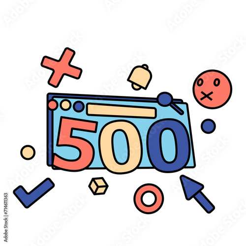 Http Status Code 500 Server Error in Vector Illustration. Isolated on transparent background