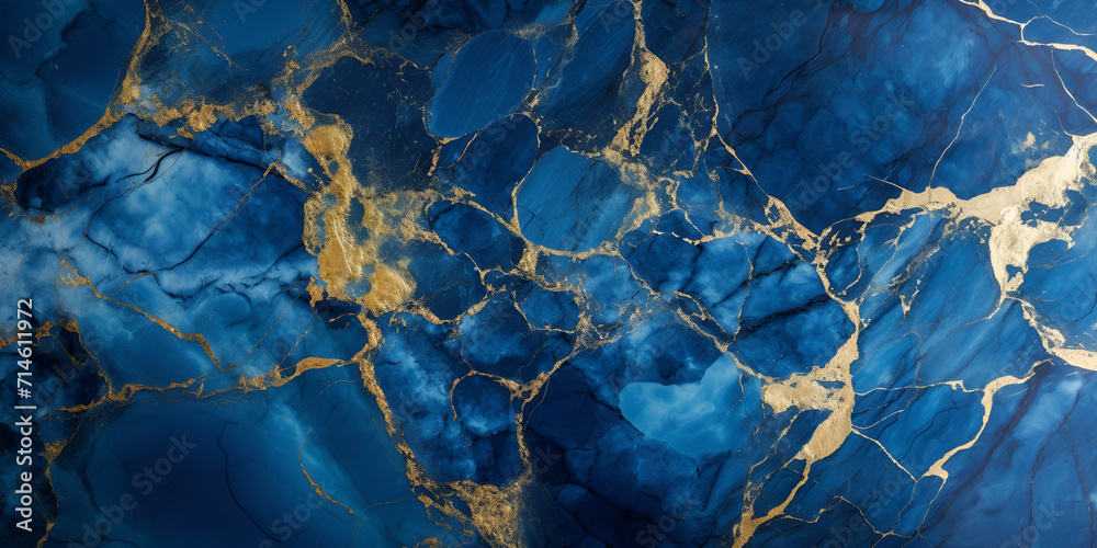 Abstract of peaceful blue ocean minimalistic and serene, A close up of a blue and gold marble with a black background,

