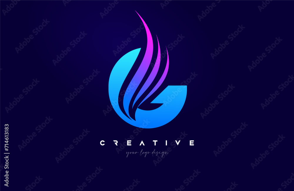Letter G Swoosh Alphabet Logo Design with creative Swoosh shapes for Personal or Business Vector in blue pink colors. Letter G Swoosh Alphabet Logo Design with creative Swoosh shapes for Personal or Business Vector in blue pink colors.