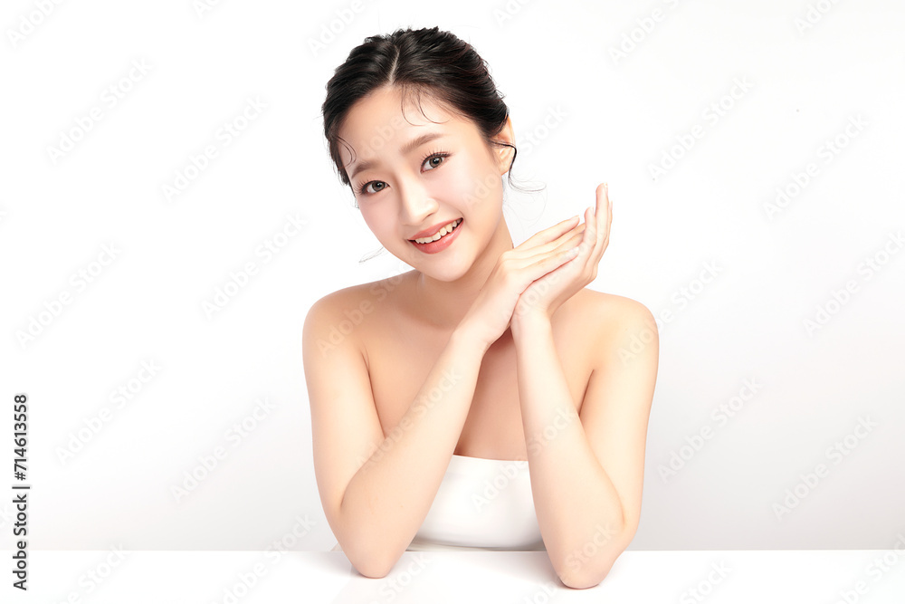 Beautiful young asian woman with clean fresh skin on white background, Face care, Facial treatment, Cosmetology, beauty and spa, Asian women portrait. Beautiful young asian woman with clean fresh skin on white background, Face care, Facial treatment, Cosmetology, beauty and spa, Asian women portrait.