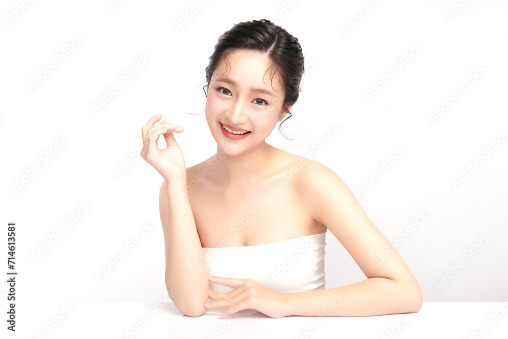 Beautiful young asian woman with clean fresh skin on white background, Face care, Facial treatment, Cosmetology, beauty and spa, Asian women portrait. Beautiful young asian woman with clean fresh skin on white background, Face care, Facial treatment, Cosmetology, beauty and spa, Asian women portrait.