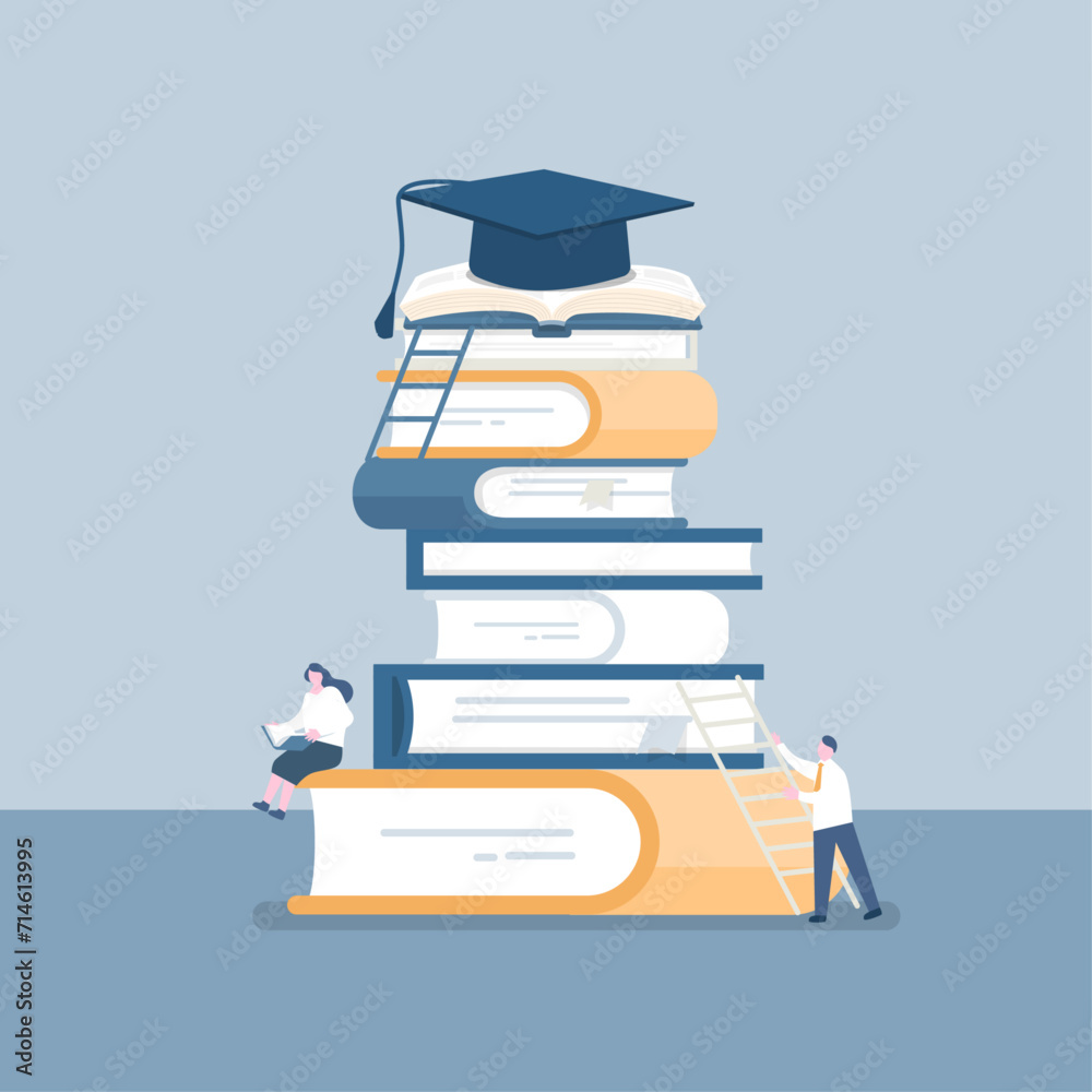 books and graduation elements in flat design illustration books and graduation elements in flat design illustration