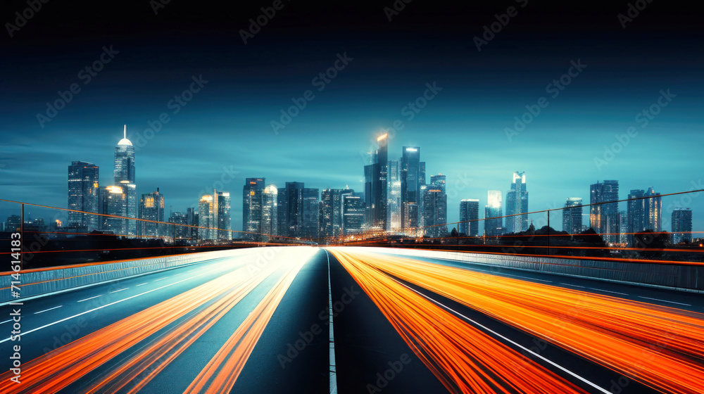 Long Exposure Photo of a Night Highway