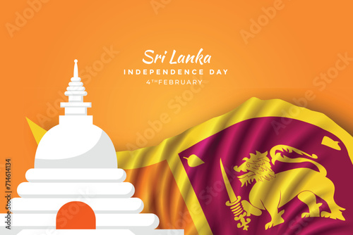 vector flat sri lanka independence day illustration