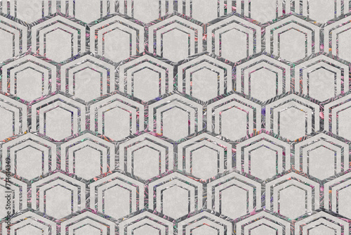Fototapeta Naklejka Na Ścianę i Meble -  geometric decorative 3d structure wallpaper pattern, digital amazing background, ceramic tile, carpet, cover, interior.