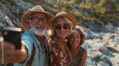 group of senior people taking a selfie