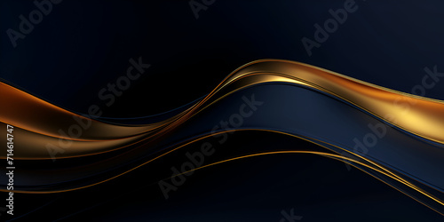 Luxury abstract shape gold background,3D luxury dark blue and gold lines background with light,