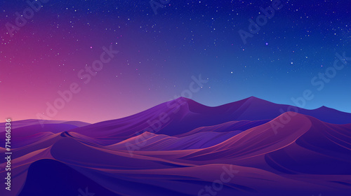 Starry Silence: Minimalistic Desert Night. Generative AI