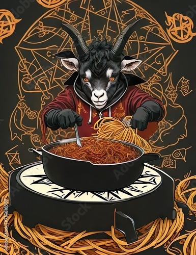 Demonic Goat cooking pasta 