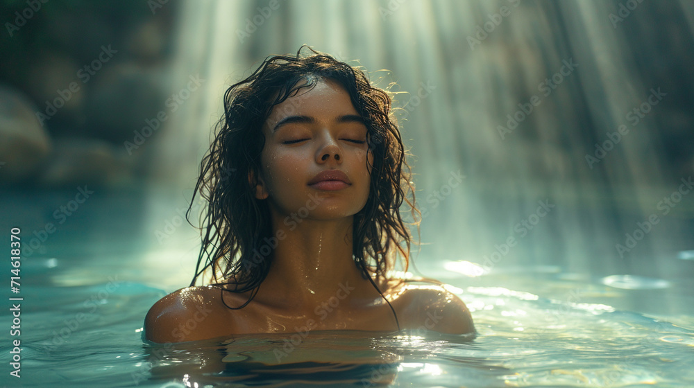 woman in the pool