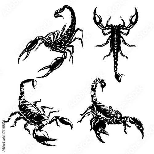 silhouette of scorpion set png