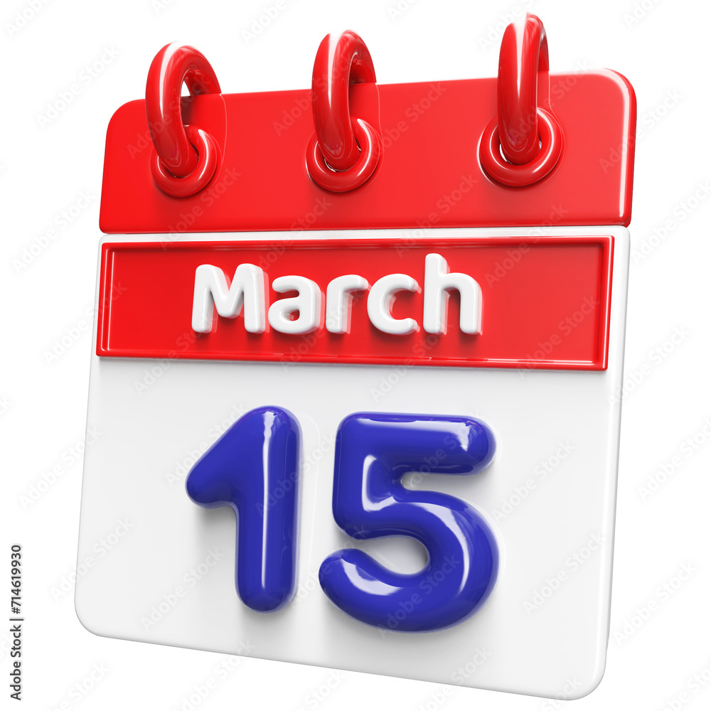 15th March Calendar Icon 3D Render , Calendar Icon 3D Illustration 15th March Calendar Icon 3D Render , Calendar Icon 3D Illustration