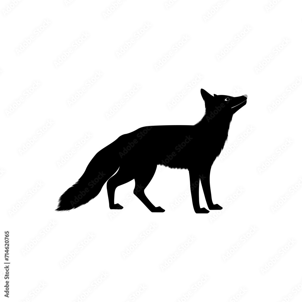 The wolf logo is black on a white striped background The wolf logo is black on a white striped background