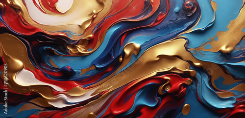 A mesmerizing blend of fluidity and vibrant colors in an abstract backdrop, evoking creativity and dynamic motion through the captivating allure of liquid paint flow