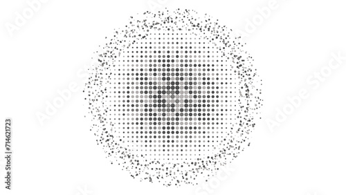 Grunge halftone background. Digital gradient. Wavy dotted pattern with small and large dots, and circles. Design element for web banners, posters, cards, sites, panels.