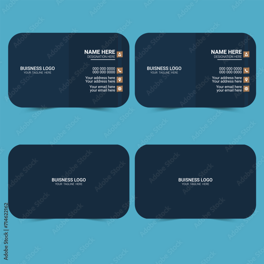  Vector Modern Creative and Clean Business Card Template Design. Flat Design Illustrator.