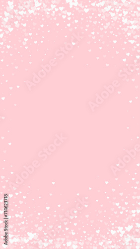 Fototapeta Naklejka Na Ścianę i Meble -  White hearts scattered on pink background.