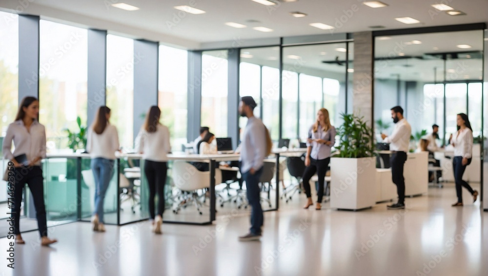 blurry photo of the office atmosphere with employee activities made by AI generative blurry photo of the office atmosphere with employee activities made by AI generative