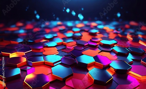 Neon Hexagons Background