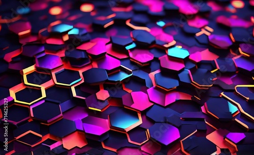 Neon Hexagons Background