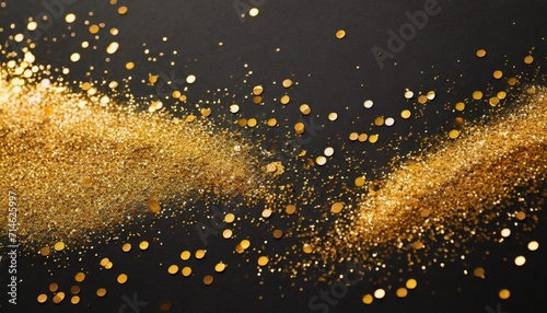 gold glitters on black background