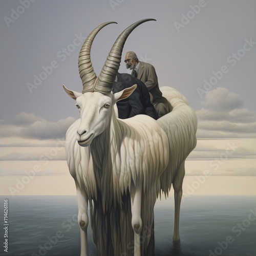 A goat on the back of a donkey is a sheep on a goat Ai generated art