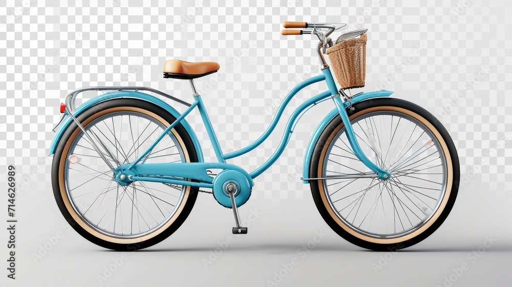 Bicycle 3d icon. Walking bike in blue. Isolated object on transparent background Bicycle 3d icon. Walking bike in blue. Isolated object on transparent background