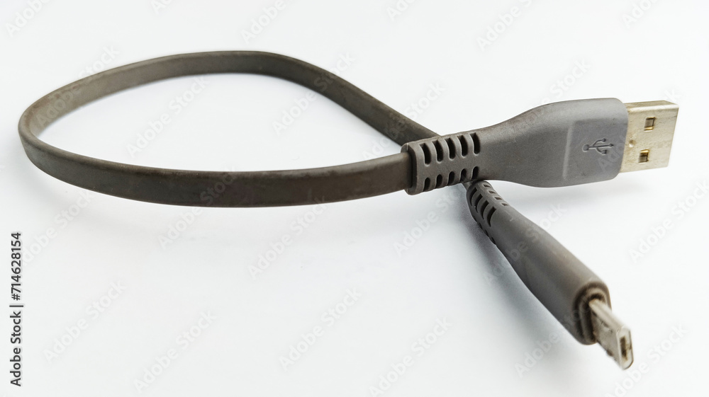 Micro USB cable isolated on white background Micro USB cable isolated on white background