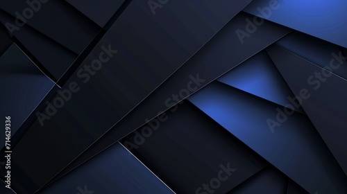 Modern black blue abstract background. Minimal. Color gradient. Dark. Web banner. Geometric shape. 3d effect. Lines stripes triangles. Design. Futuristic. Cut paper or metal effect. Luxury. Premium