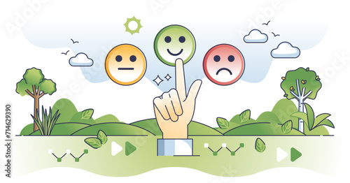 Emotional regulation and control feelings with psychological balance outline concept, transparent background. Bipolar mental control with depression.