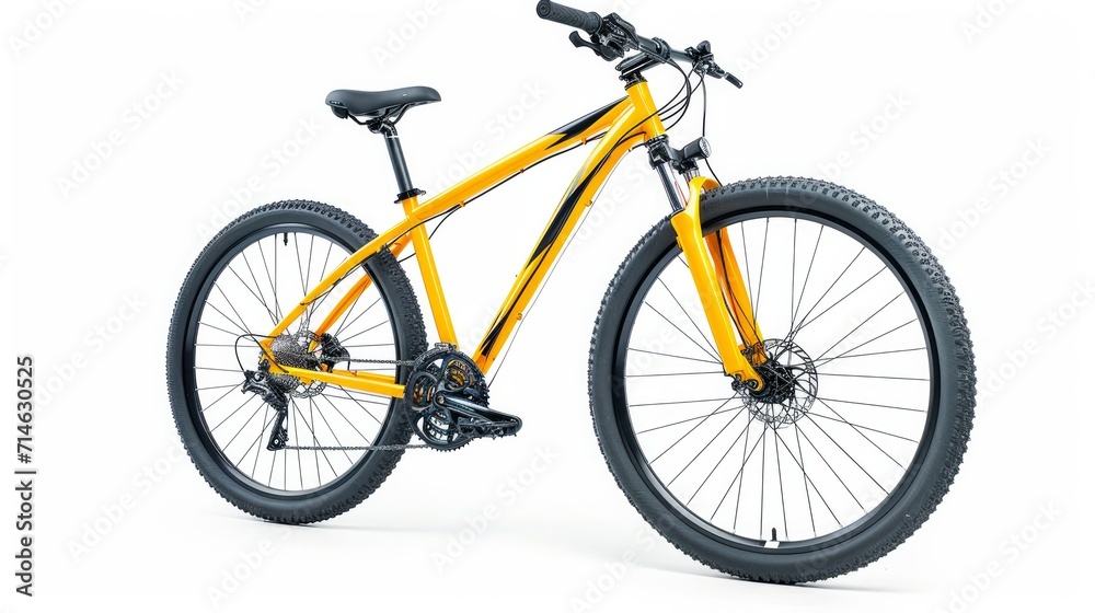 yellow black 29er mountainbike with thick offroad tyres. bicycle mtb