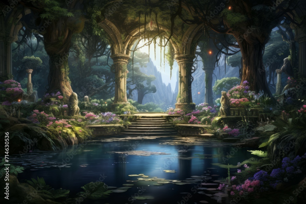 Tranquil meditation gardens, where one can find inner peace and harmony - Generative AI Tranquil meditation gardens, where one can find inner peace and harmony - Generative AI