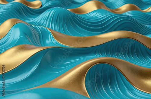 Cyan and Gold wave texture in Generative AI.